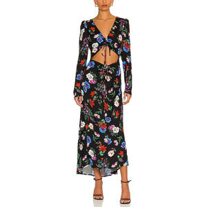 Afrm 'Midori' Black Crepe Dress Size L